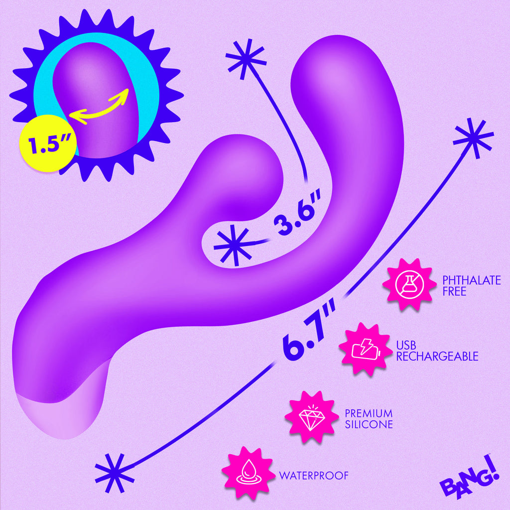 Bang! Gyro Rabbit Silicone Vibrator - Purple Purple