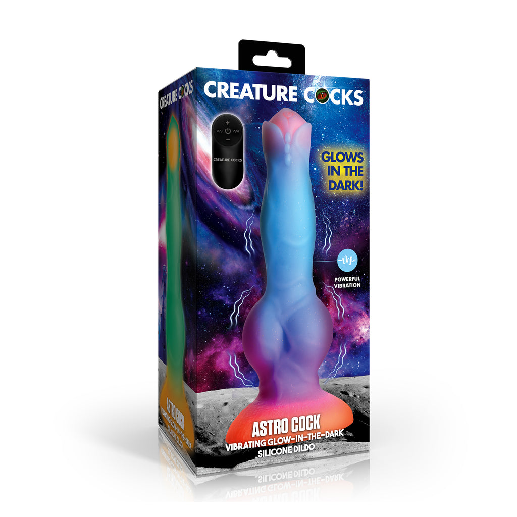 Creature Cocks Astro Cock Vibrating Glow-in-the-Dark Silicone Dildo Multi