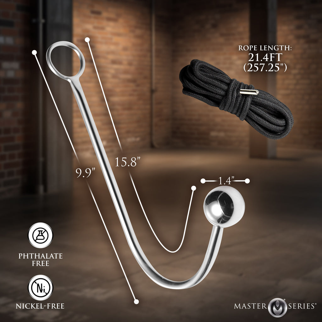 Master Series New Roped Anal Hook with Rope Grey