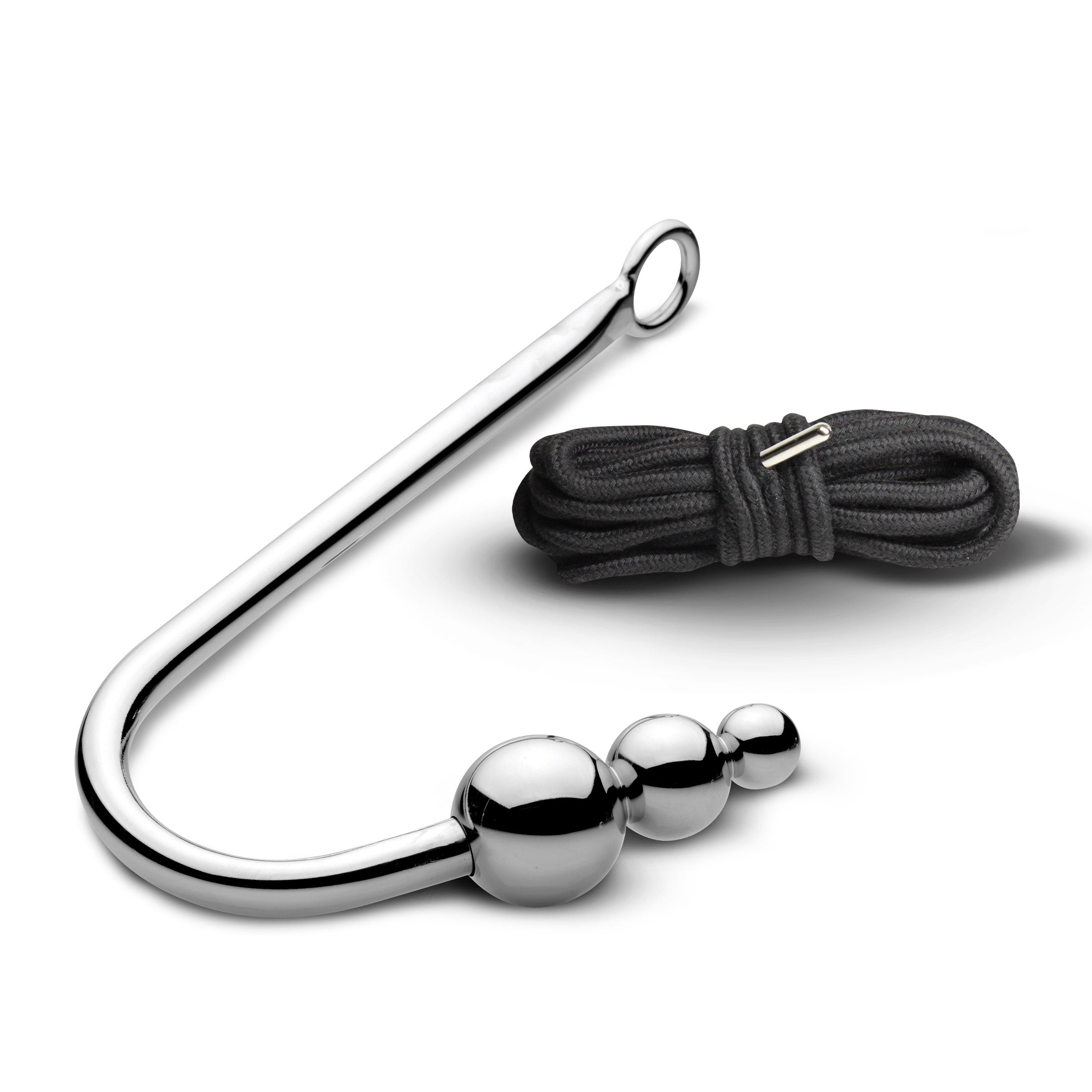 Master Series Roped Beaded Anal Hook with Rope Grey