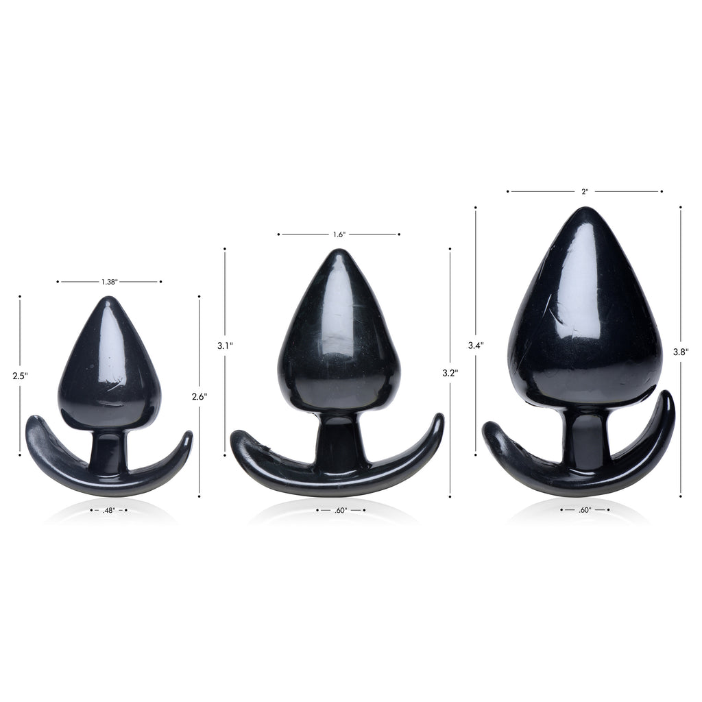Master Series Triple Spades 3 Piece Anal Plug Set Black