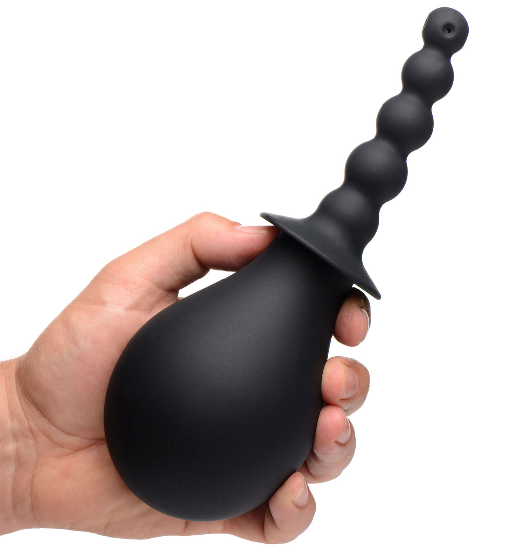 Rooster Tail Cleaner Rippled Anal Douche Black