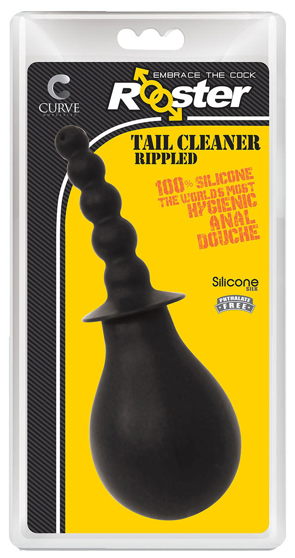 Rooster Tail Cleaner Rippled Anal Douche Black