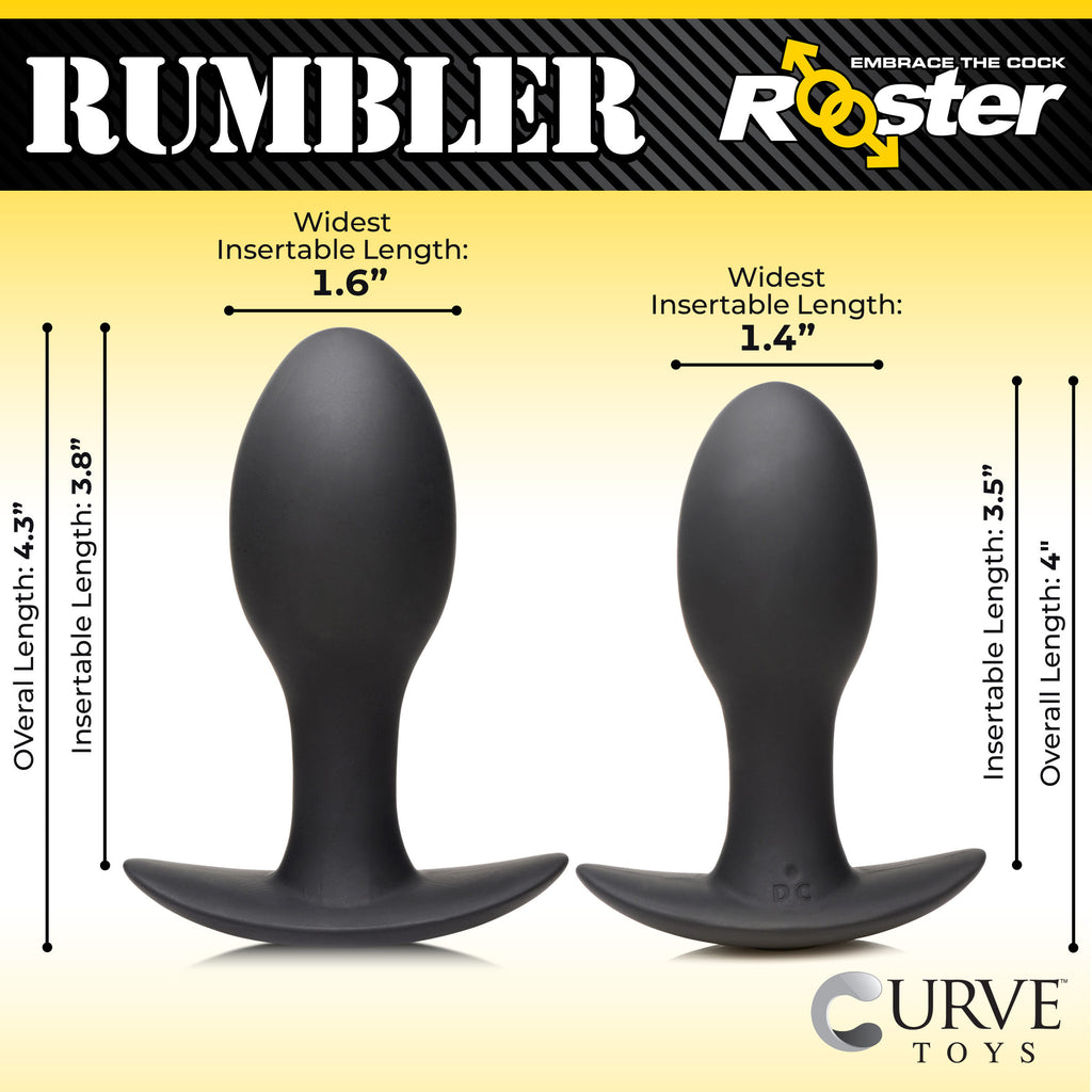 Rooster Rumbler Vibrating Silicone Butt Plug - Large Black