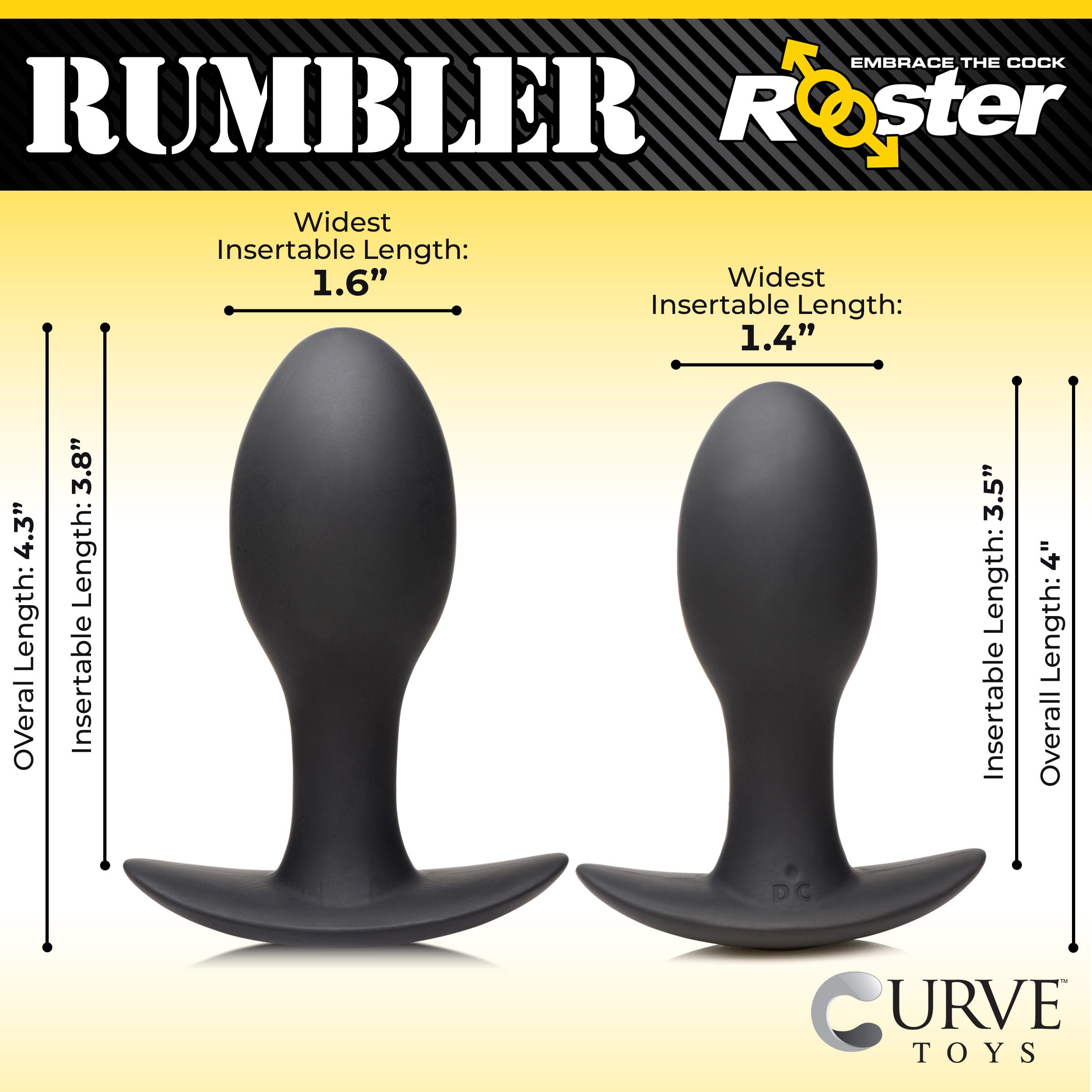 Rooster Rumbler Vibrating Silicone Butt Plug - Large Black