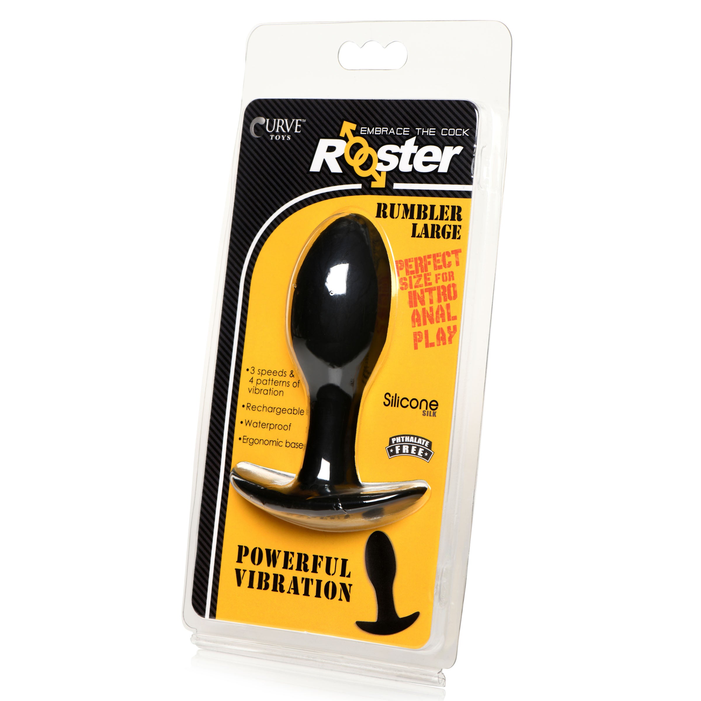 Rooster Rumbler Vibrating Silicone Butt Plug - Large Black