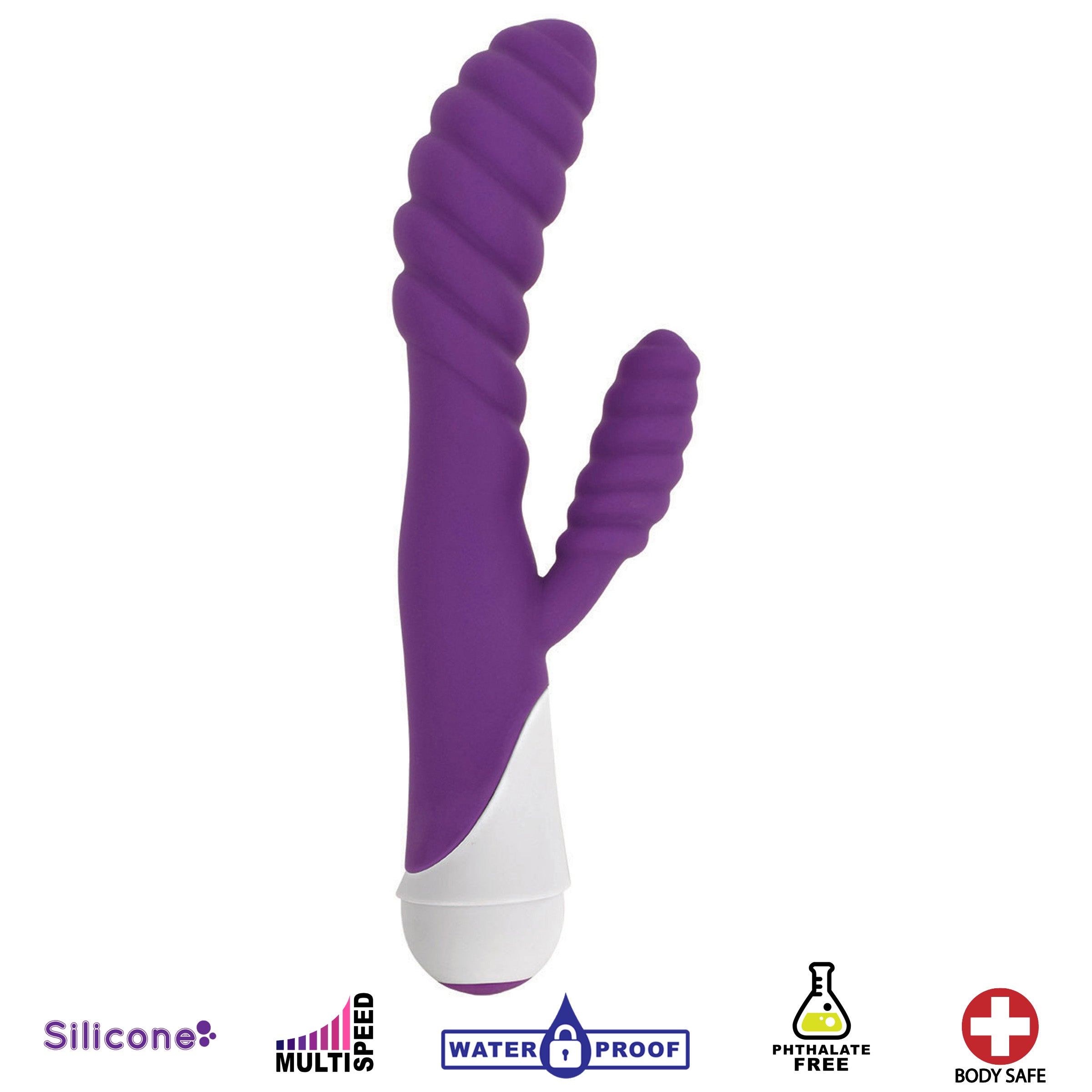 Gossip Diana 20x Rippled Silicone Rabbit Vibe- Purple Purple
