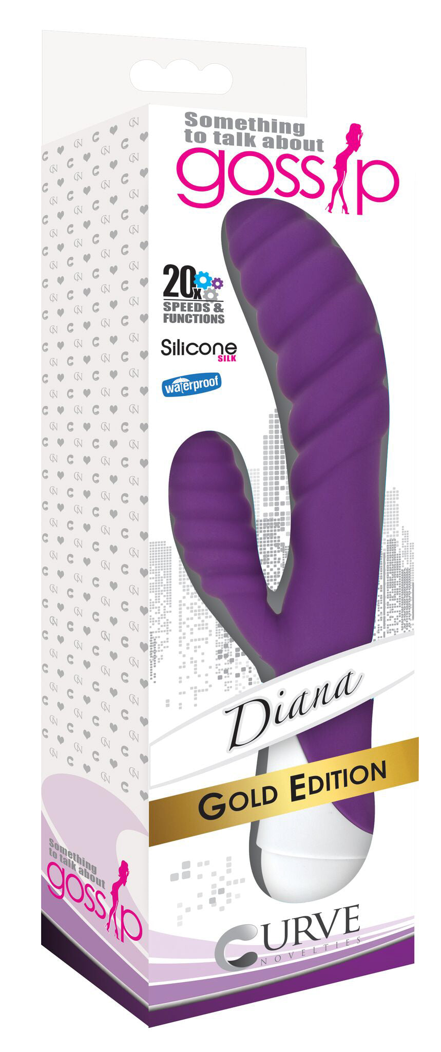 Gossip Diana 20x Rippled Silicone Rabbit Vibe- Purple Purple