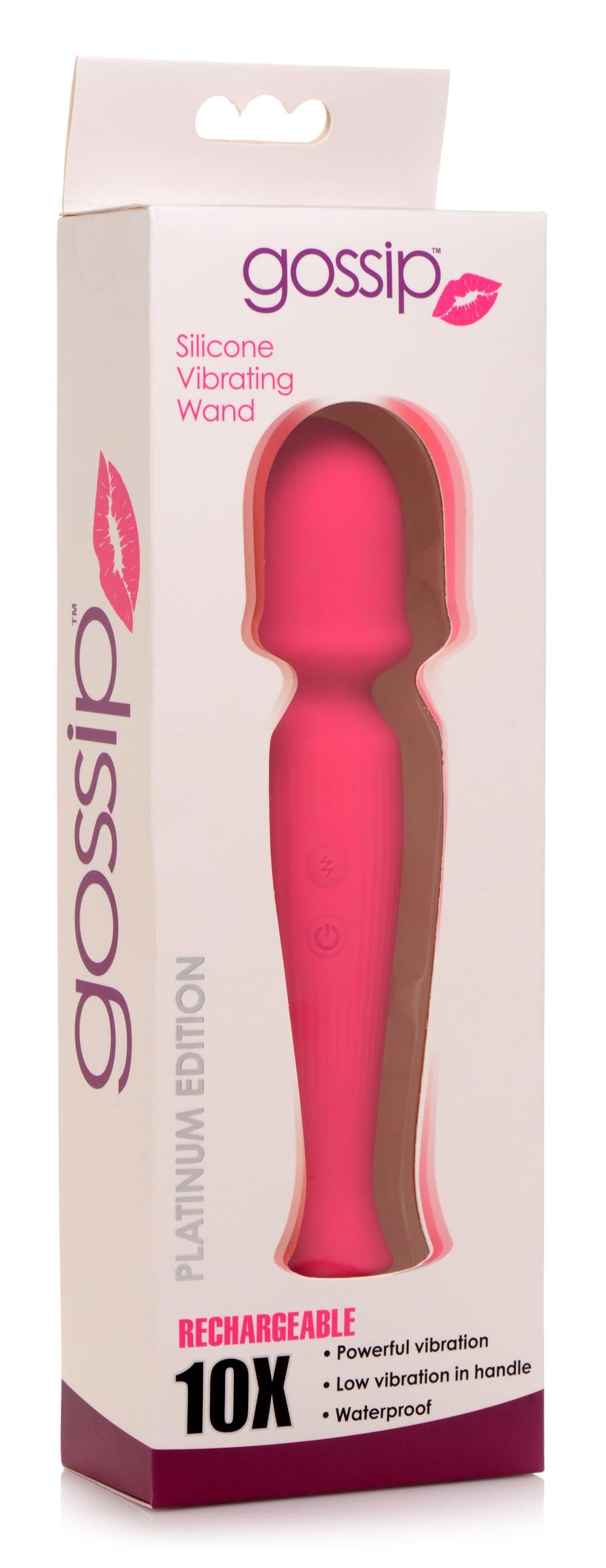 Gossip 10X Silicone Wand Massager - Magenta Pink