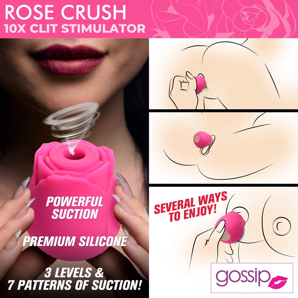 Gossip 10X Rose Crush Silicone Clitoral Stimulator Pink