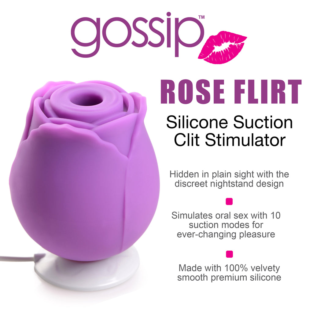 Gossip 10X Rose Flirt Silicone Clitoral Stimulator Purple