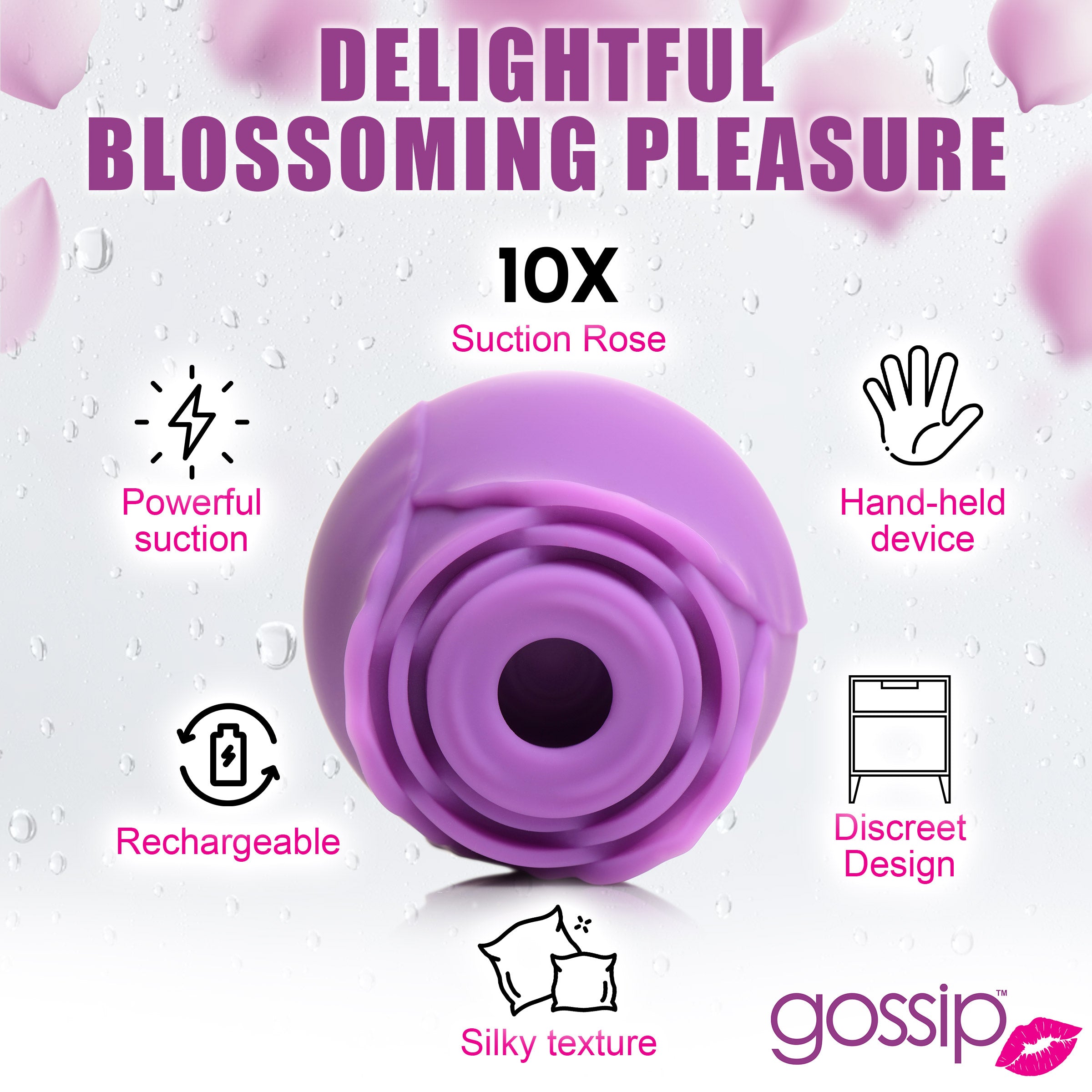 Gossip 10X Rose Flirt Silicone Clitoral Stimulator Purple