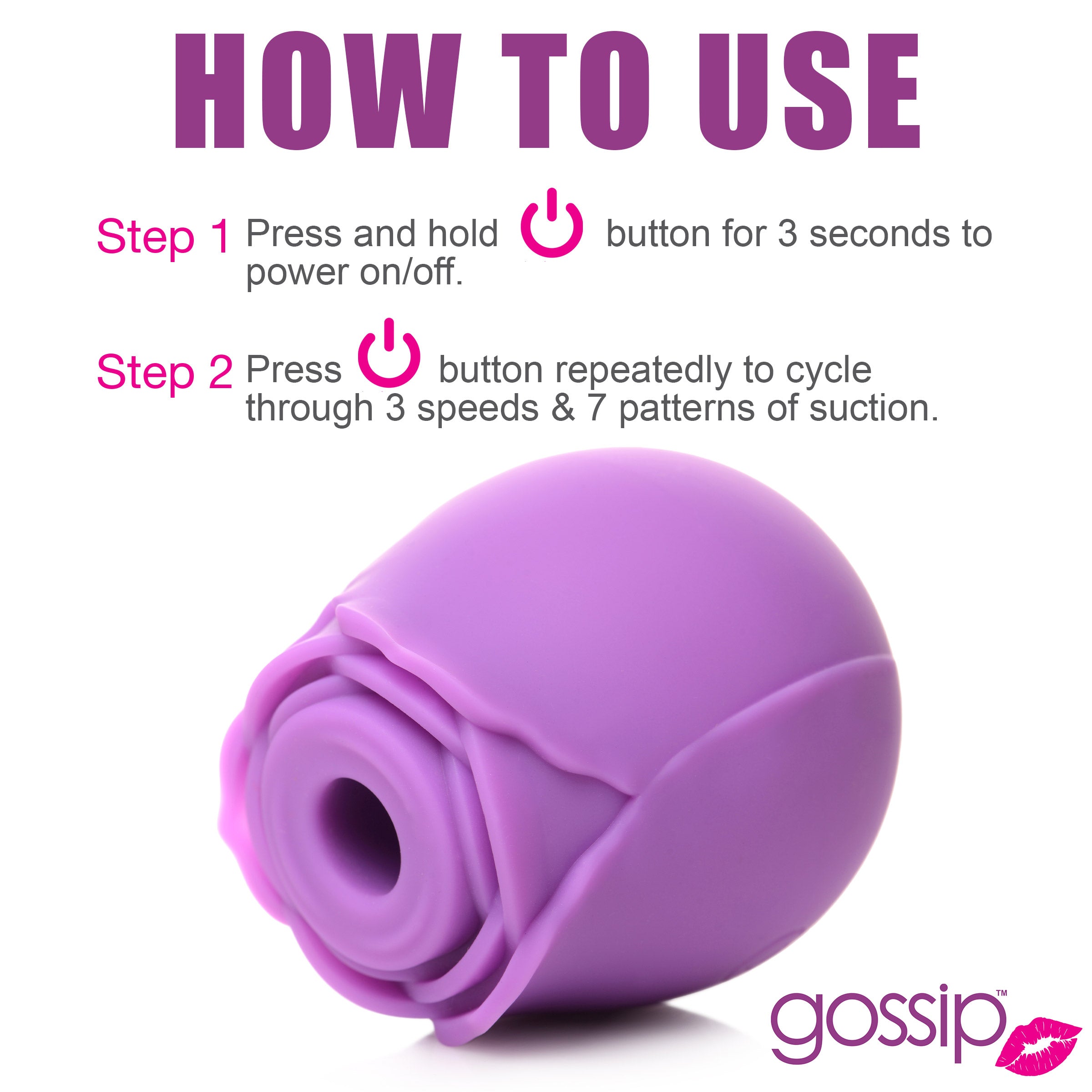 Gossip 10X Rose Flirt Silicone Clitoral Stimulator Purple