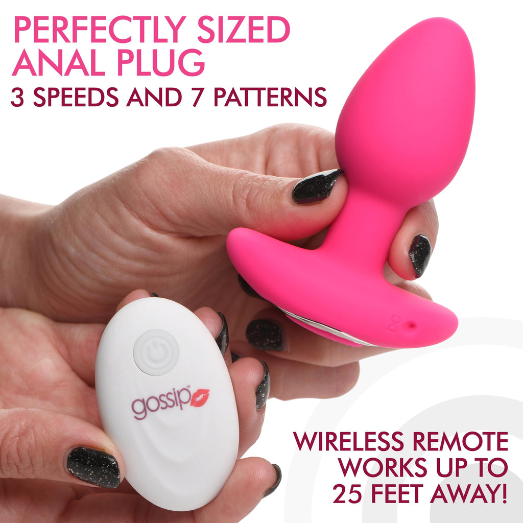 Gossip 10X Pop Rocker Vibrating Silicone Plug with Remote - Magenta Pink