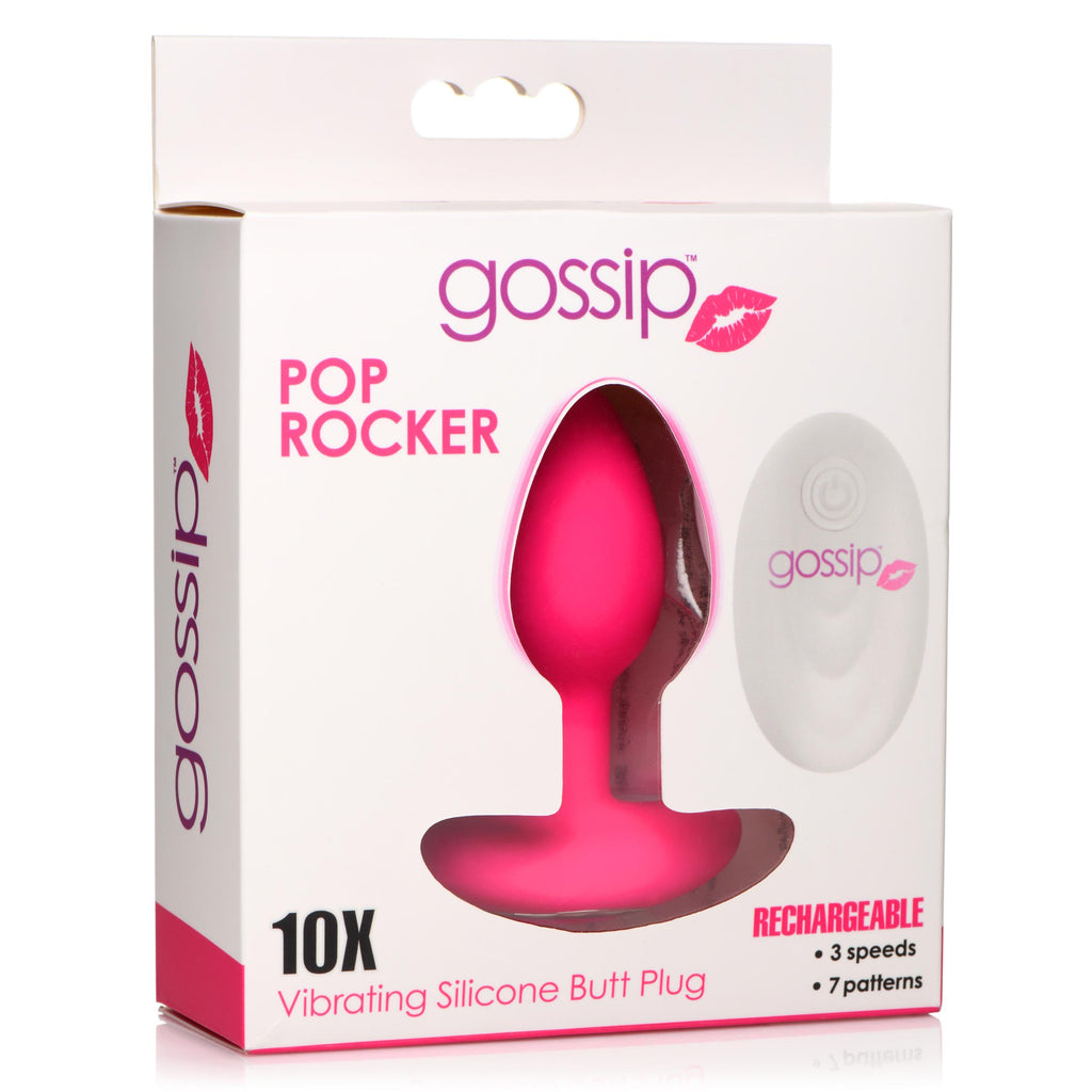 Gossip 10X Pop Rocker Vibrating Silicone Plug with Remote - Magenta Pink