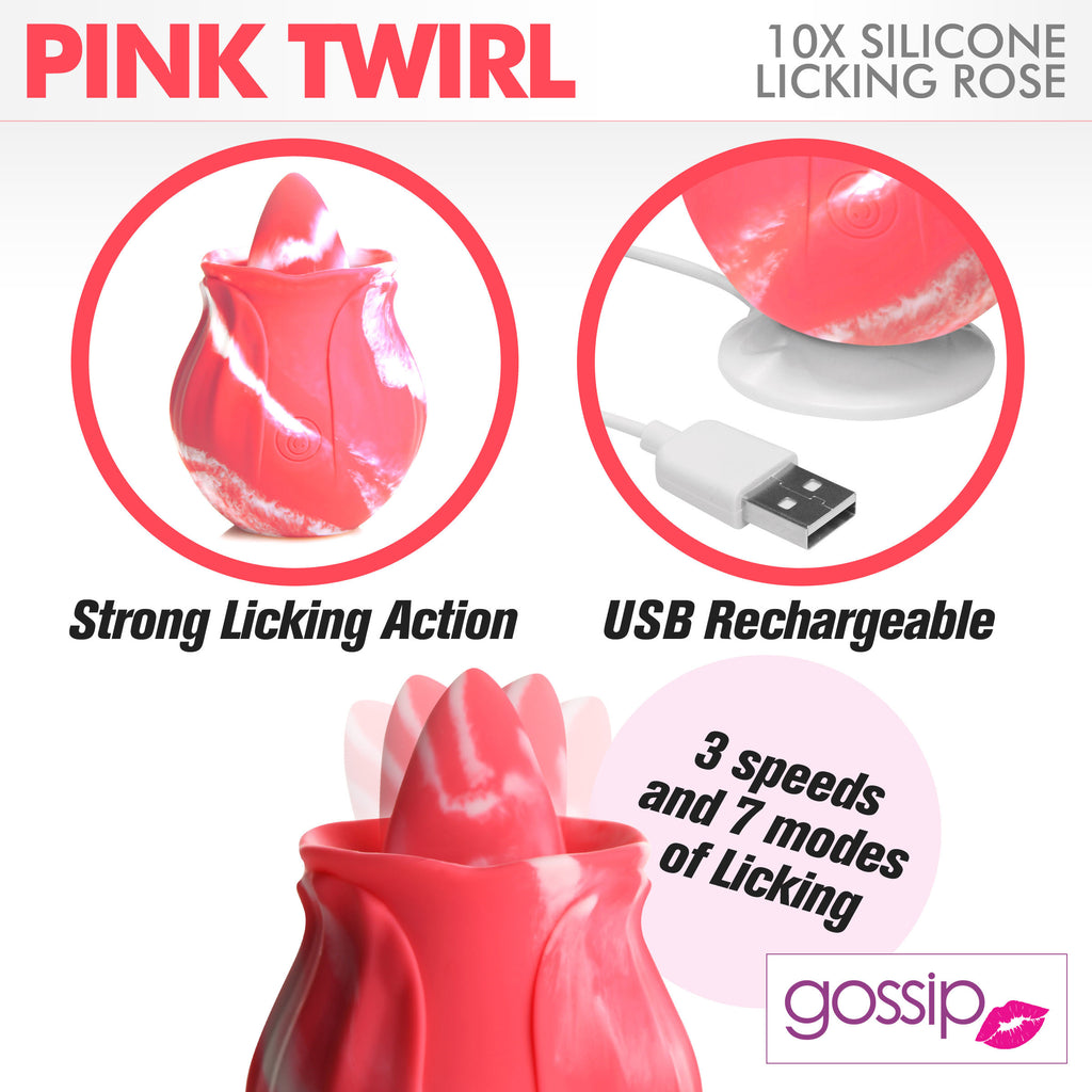 Gossip 10X Pink Twirl Silicone Licking Rose Pink