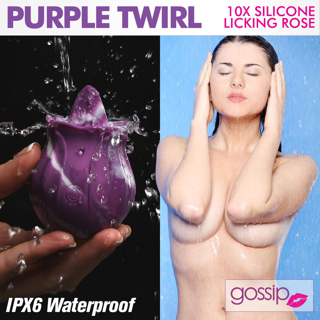 Gossip 10X Purple Twirl Silicone Licking Rose Purple