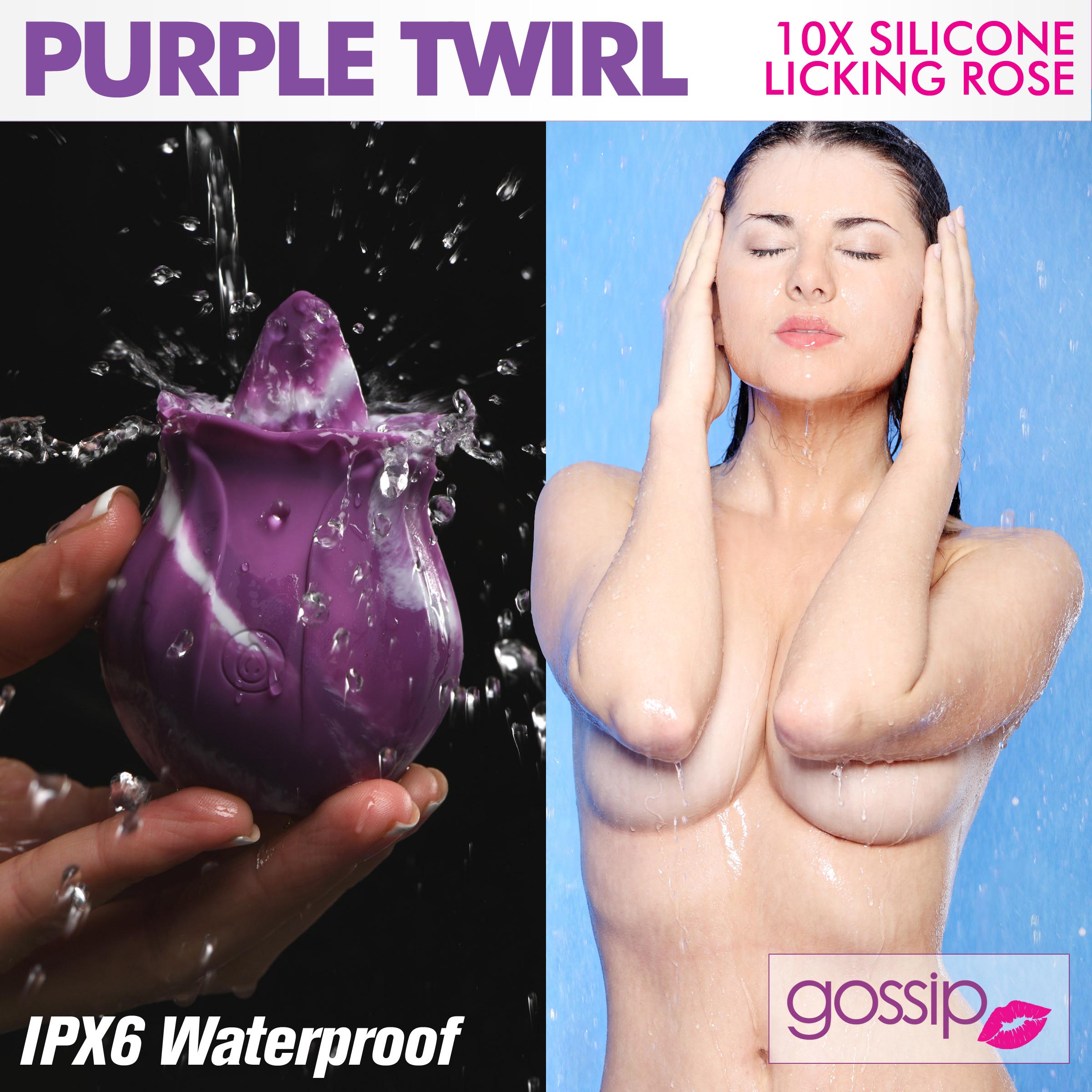 Gossip 10X Purple Twirl Silicone Licking Rose Purple