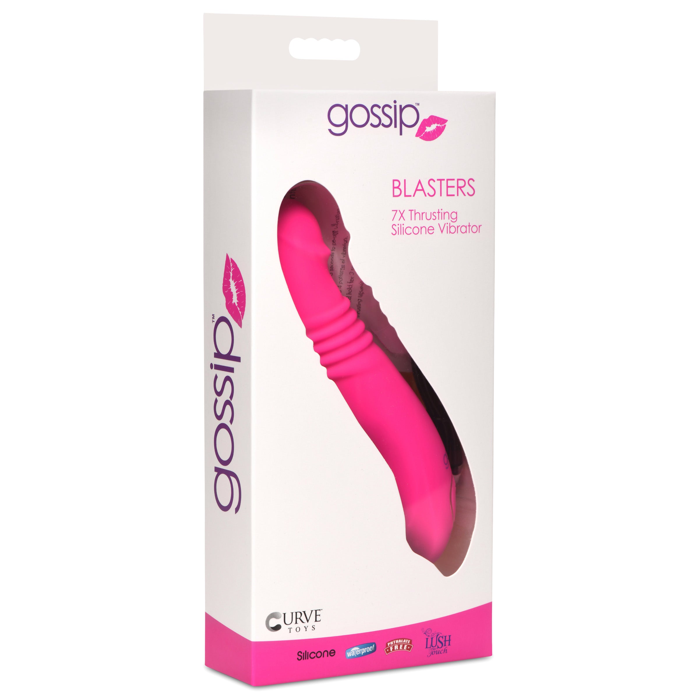 Gossip Blaster 7X Thrusting Silicone Vibrator - Pink Pink