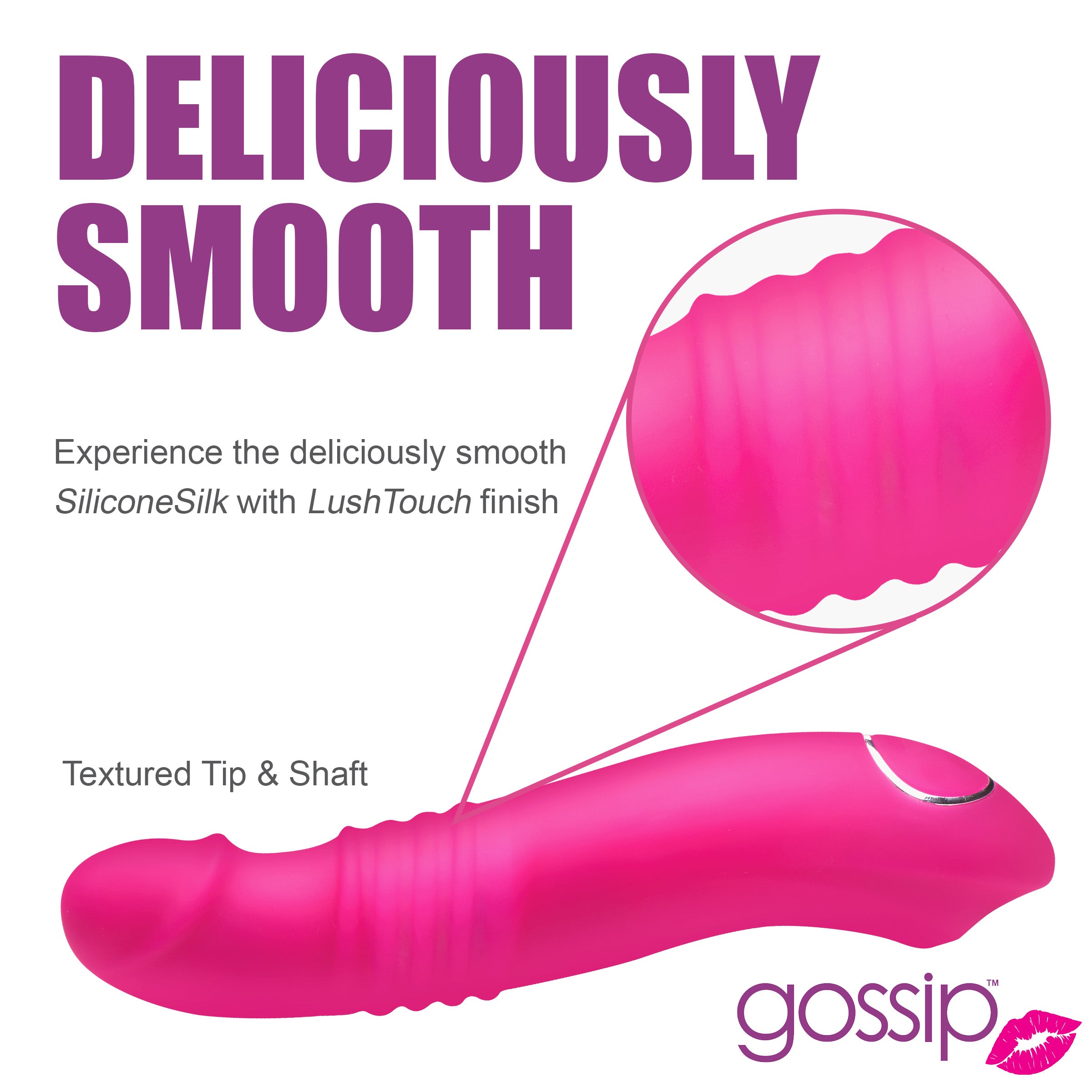 Gossip Blaster 7X Thrusting Silicone Vibrator - Pink Pink