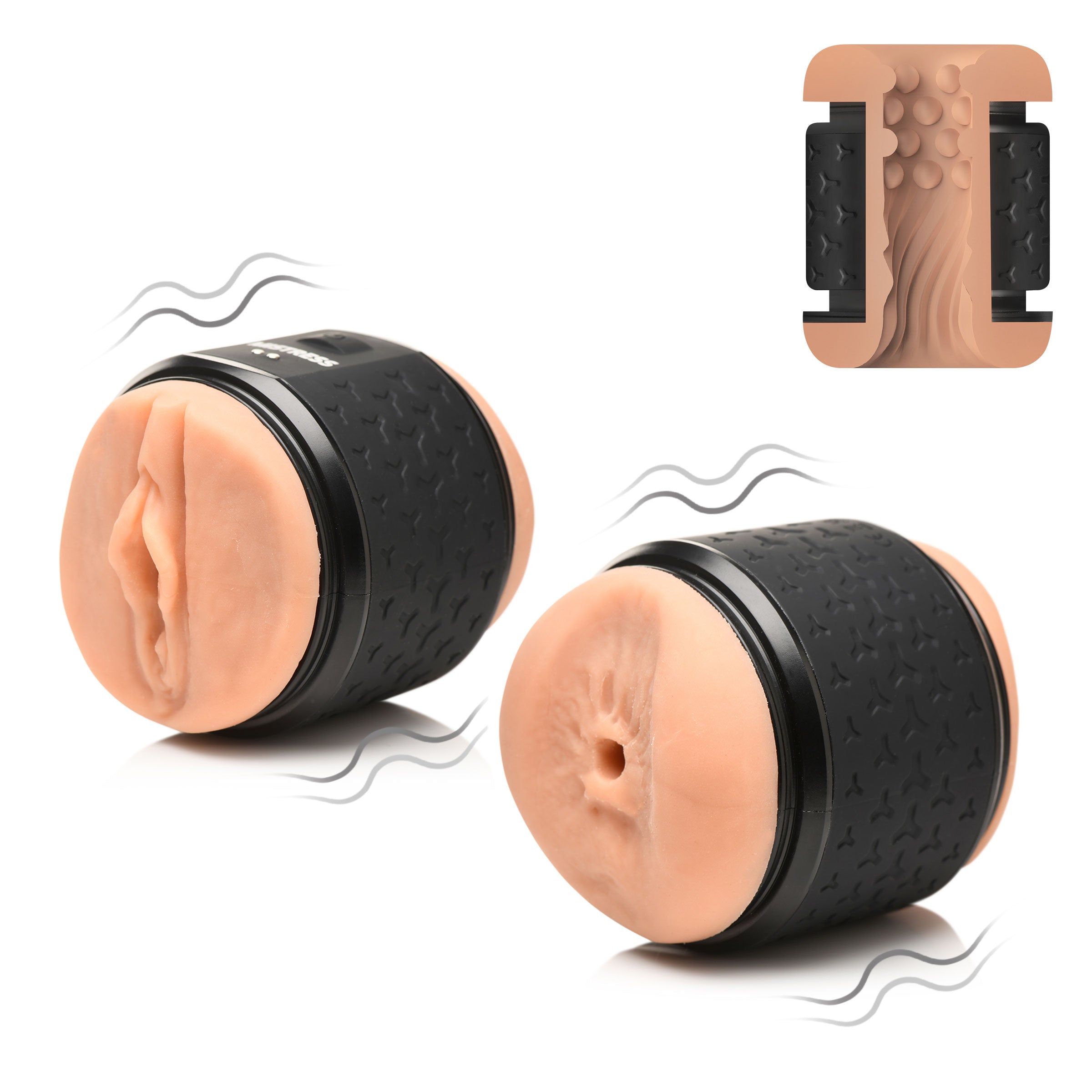 Mistress Vibrating Double Shot Mouth and Pussy Stroker Flesh