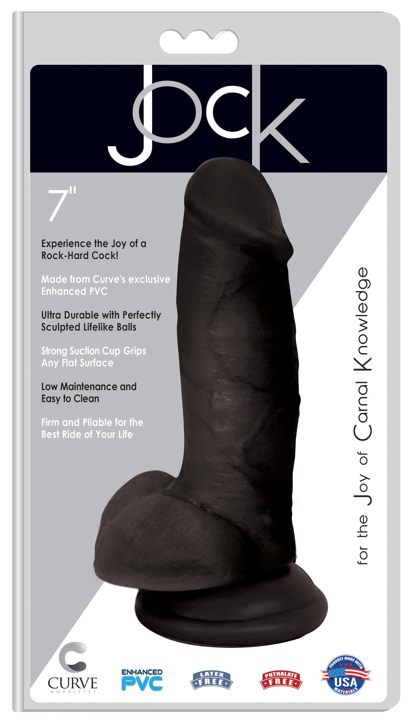 Jock Jock 7 Inch Dildo with Balls - Black Black