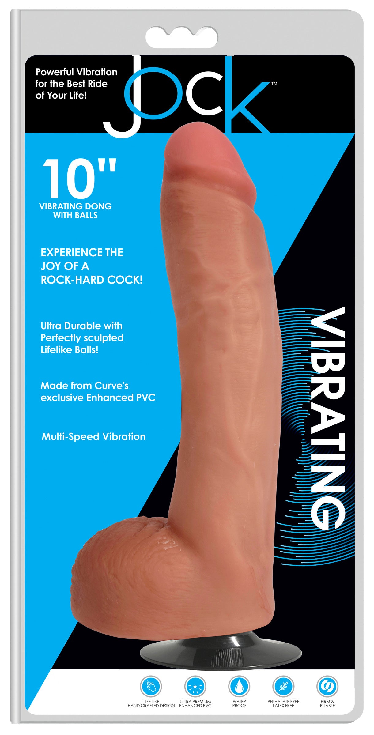 Jock JOCK 10 Inch Vibrating Dong with Balls Flesh