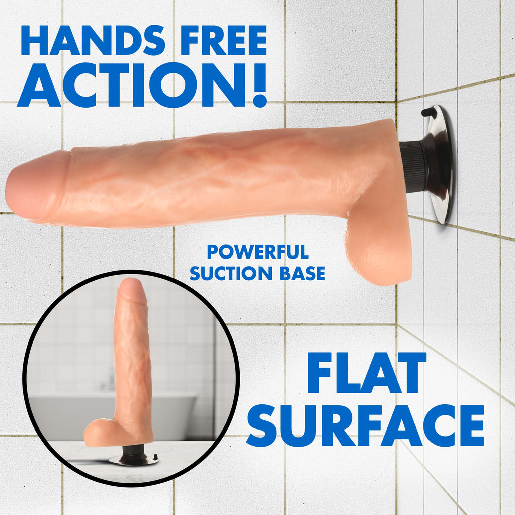 Jock JOCK 11 Inch Vibrating Dong with Balls Flesh