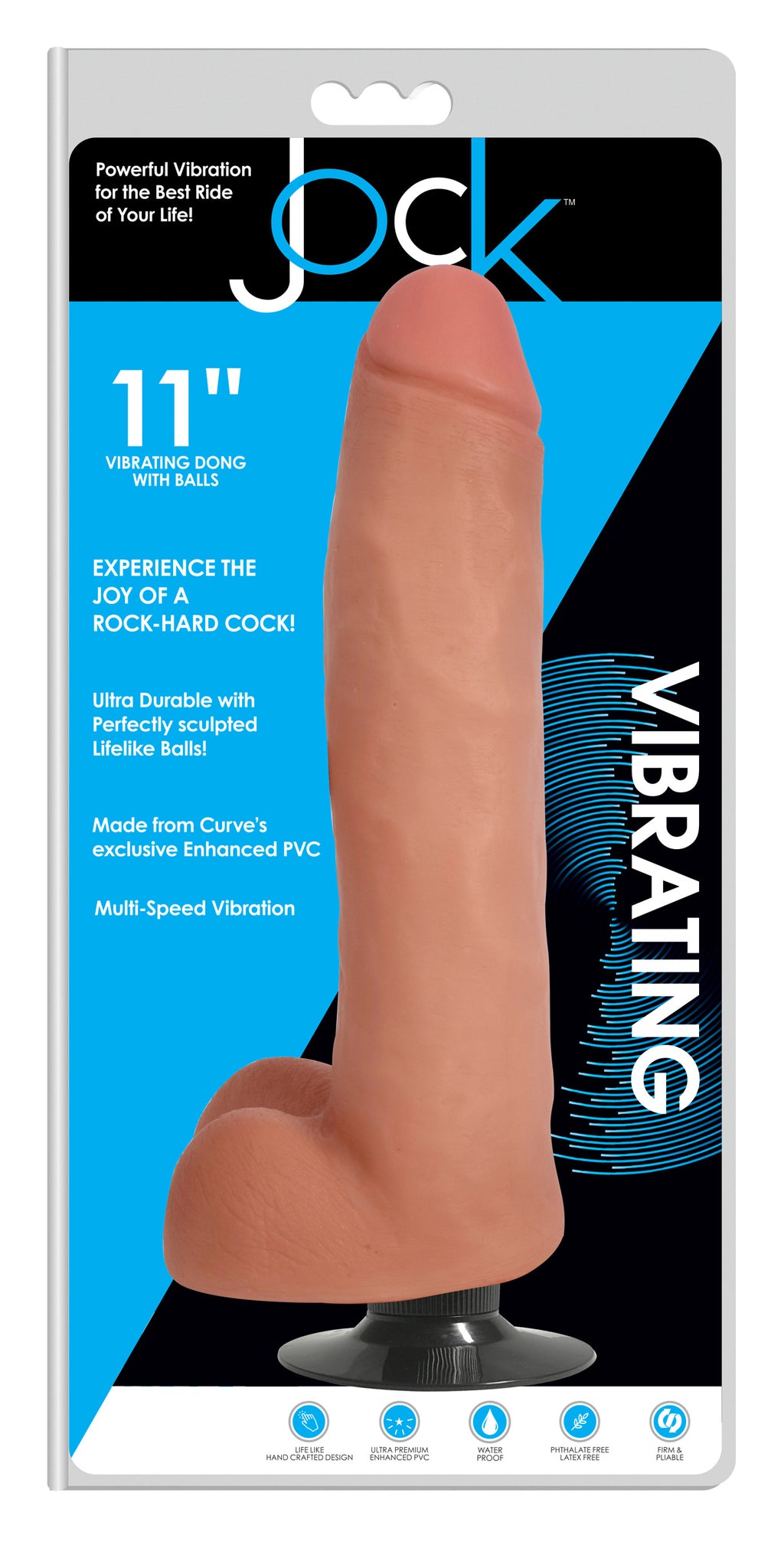 Jock JOCK 11 Inch Vibrating Dong with Balls Flesh