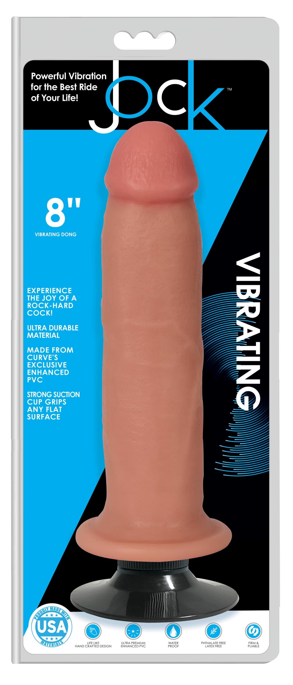 Jock Jock Light Vibrating Dildo - 8 Inch Flesh