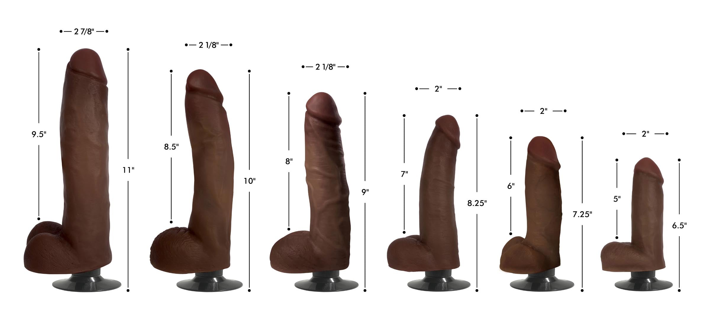 Jock Jock Dark Vibrating Dildo with Balls - 6 Inch Brown