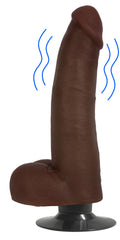 Jock Jock Dark Vibrating Dildo with Balls - 8 Inch Brown