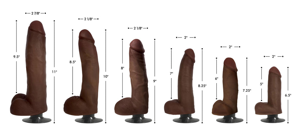Jock Jock Dark Vibrating Dildo with Balls - 8 Inch Brown