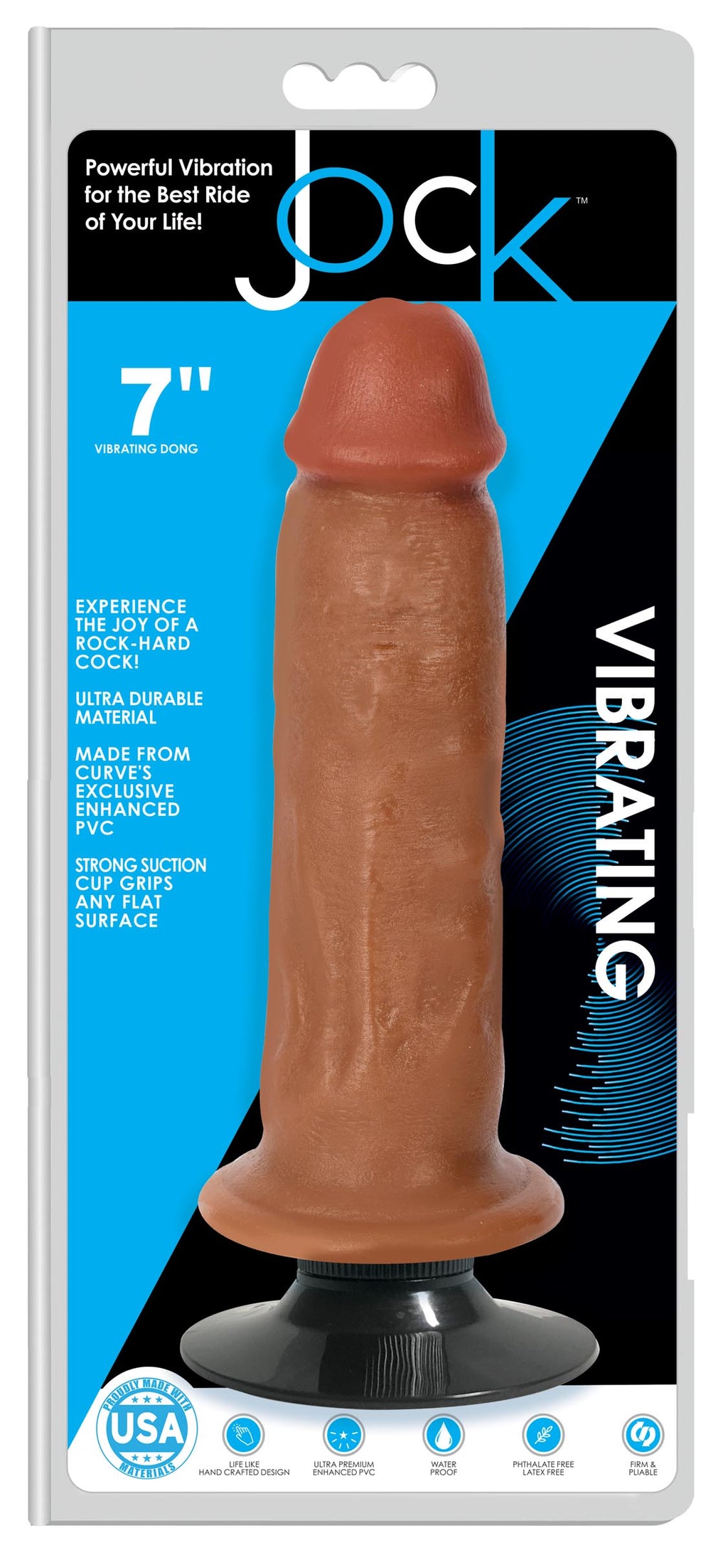 Jock Jock Medium Vibrating Dildo - 7 Inch Tan