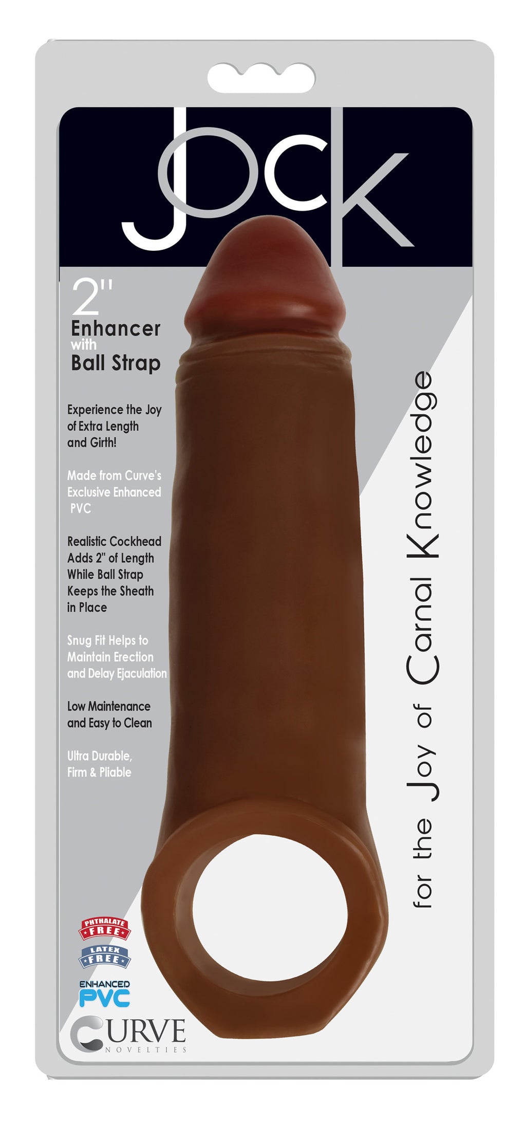 Jock 2 Inch Penis Enhancer with Ball Strap - Brown Brown