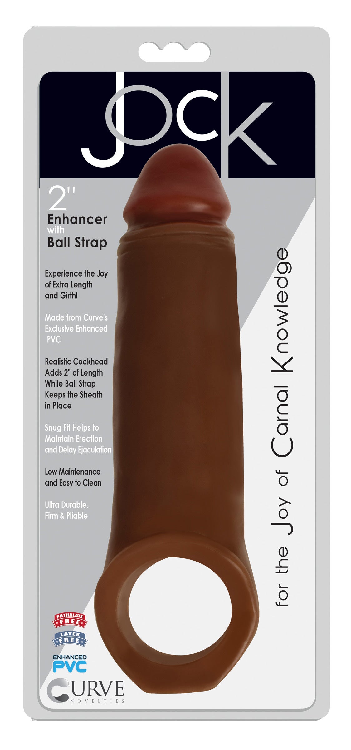 Jock 2 Inch Penis Enhancer with Ball Strap - Brown Brown