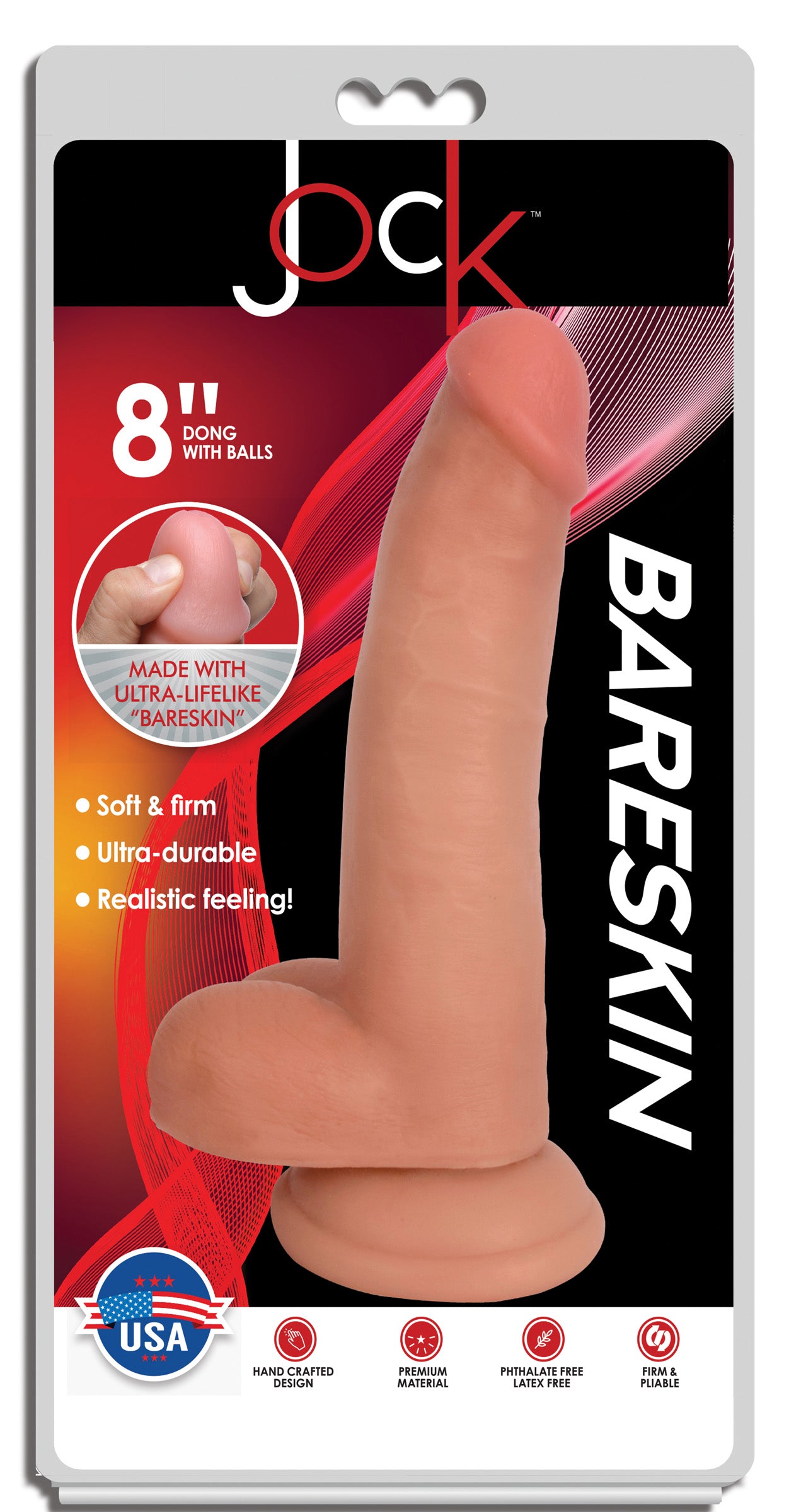 Jock Jock Light Bareskin Dildo with Balls - 8 Inch Flesh