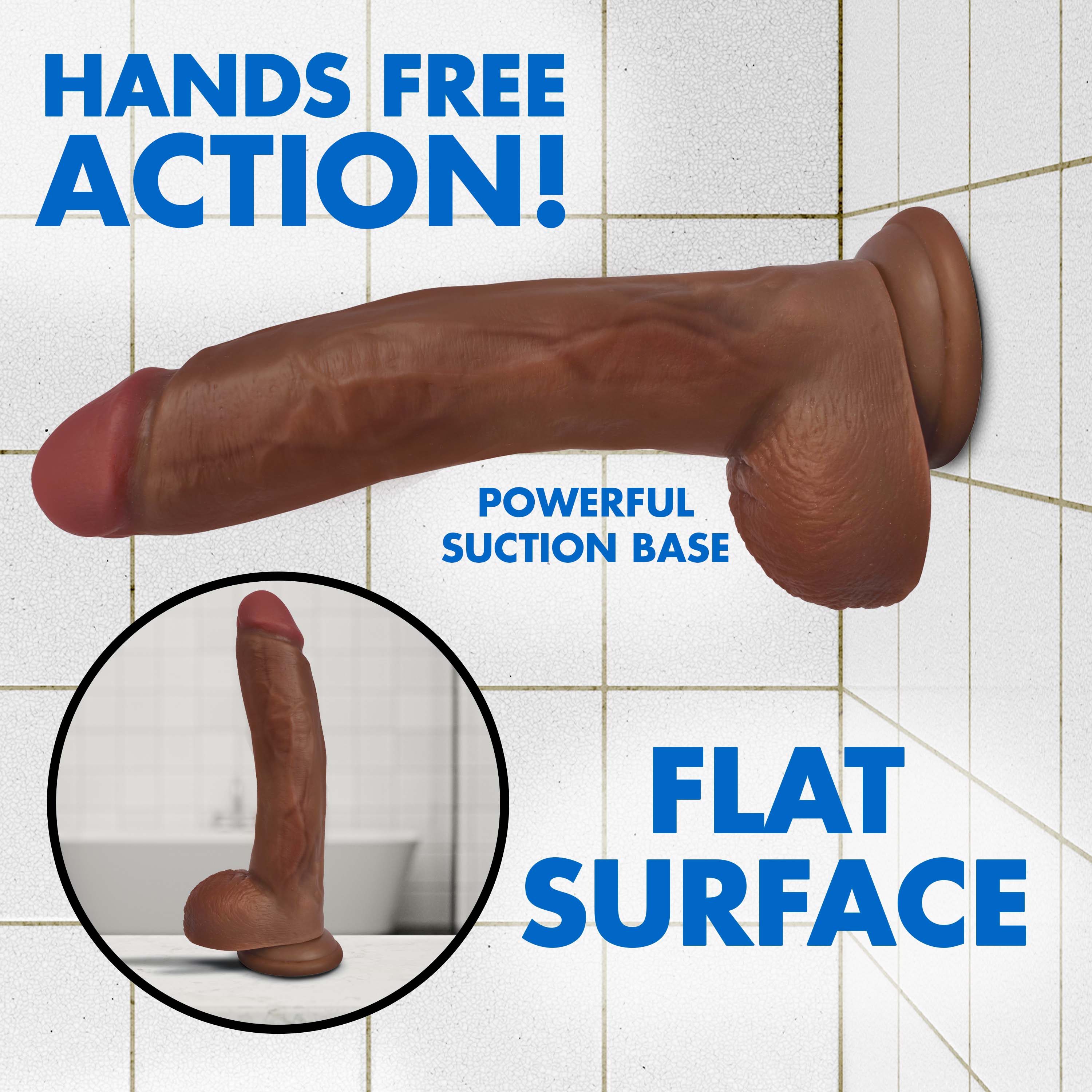 Jock Jock Dark Bareskin Dildo with Balls - 9 Inch Brown