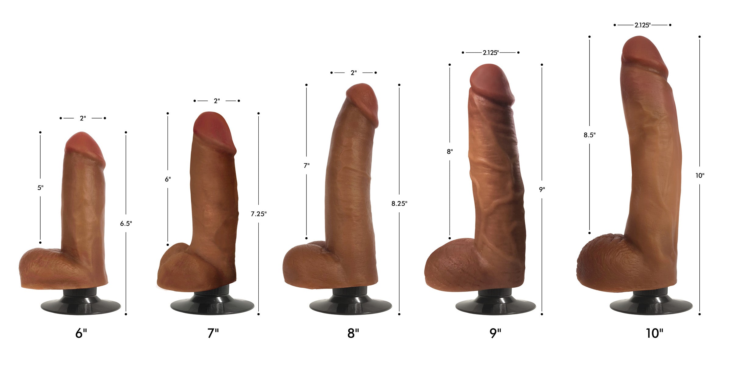 Jock Jock Dark Bareskin Vibrating Dildo with Balls - 7 Inch Brown