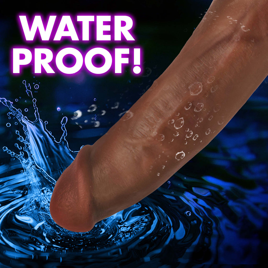 Jock Jock Dark Bareskin Vibrating Dildo with Balls - 8 Inch Brown