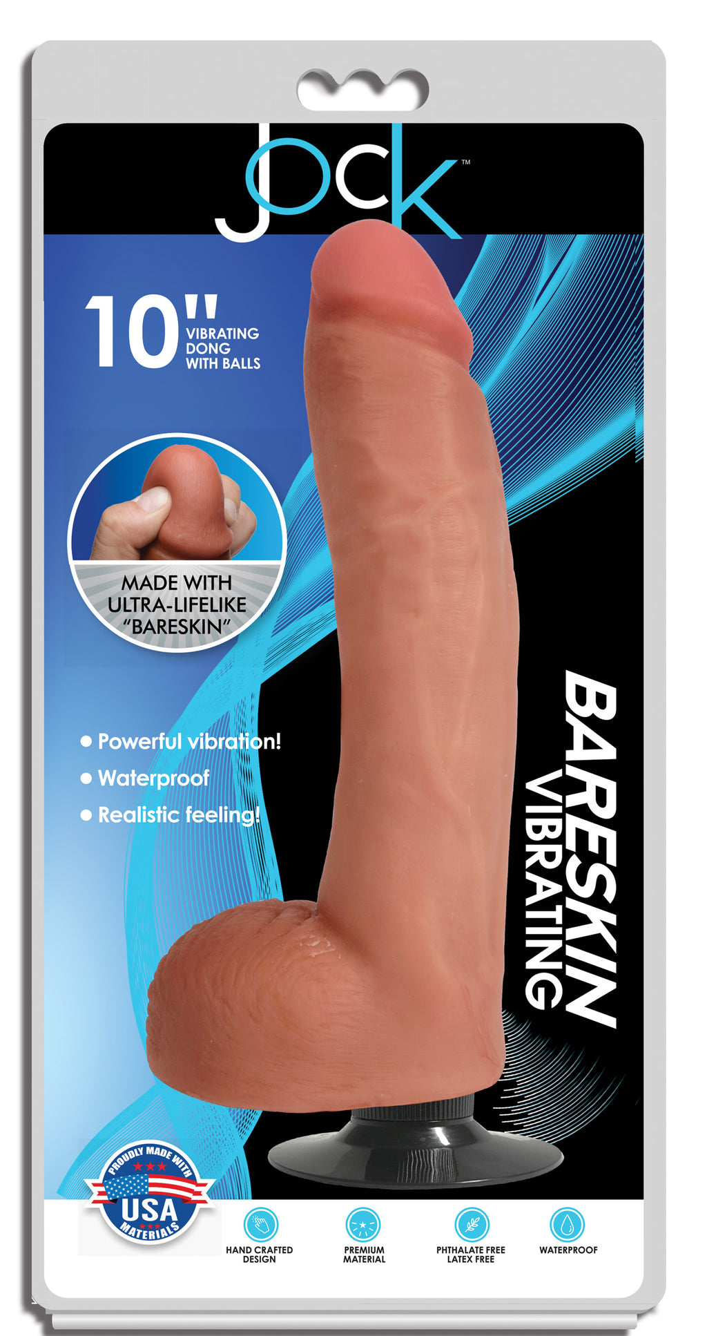 Jock Jock Light Bareskin Vibrating Dildo with Balls - 10 Inch Flesh