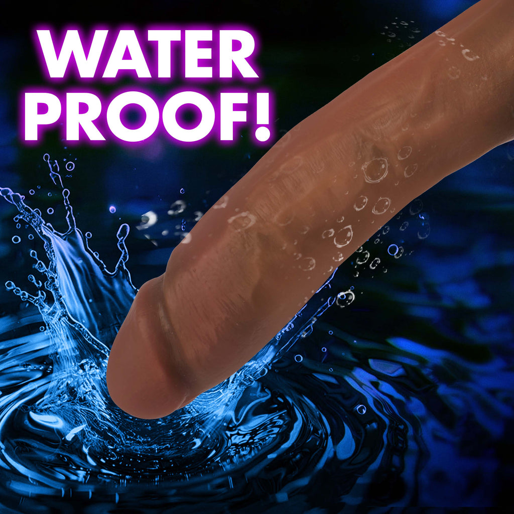 Jock Jock Dark Bareskin Vibrating Dildo with Balls - 10 Inch Brown