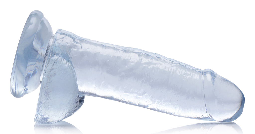 Jock Jock C-Thru Dildo with Balls - 8 Inch Clear