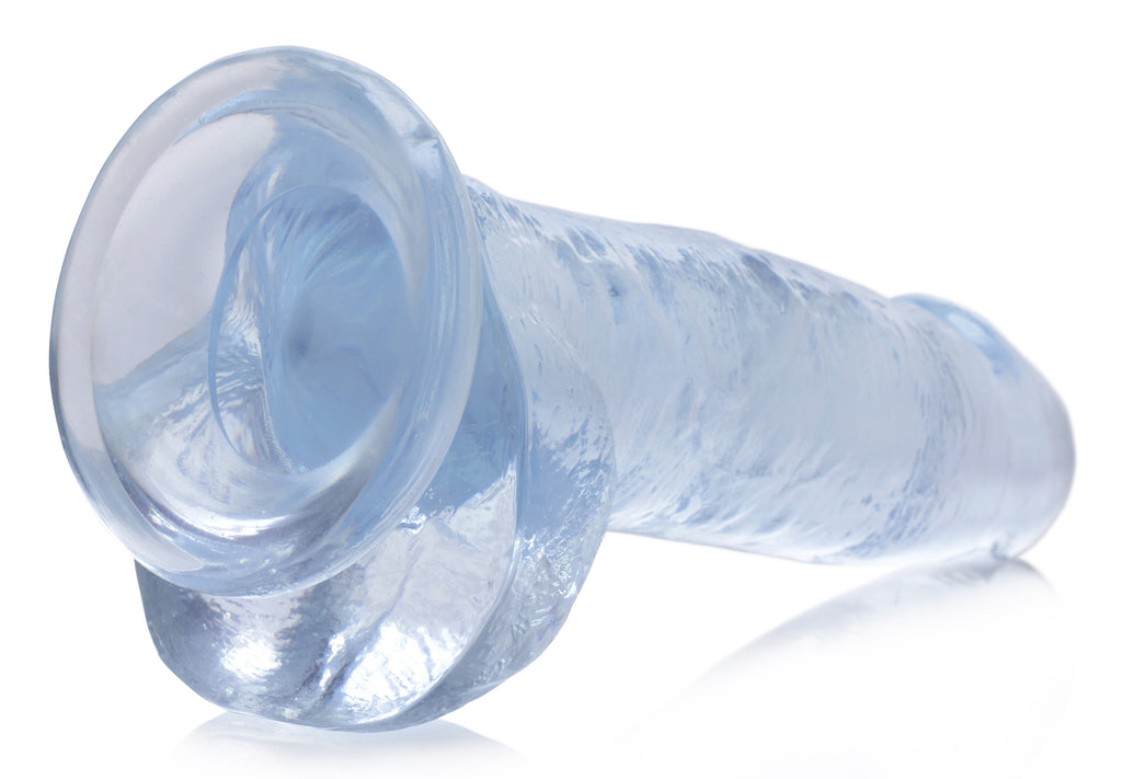 Jock Jock C-Thru Dildo with Balls - 8 Inch Clear