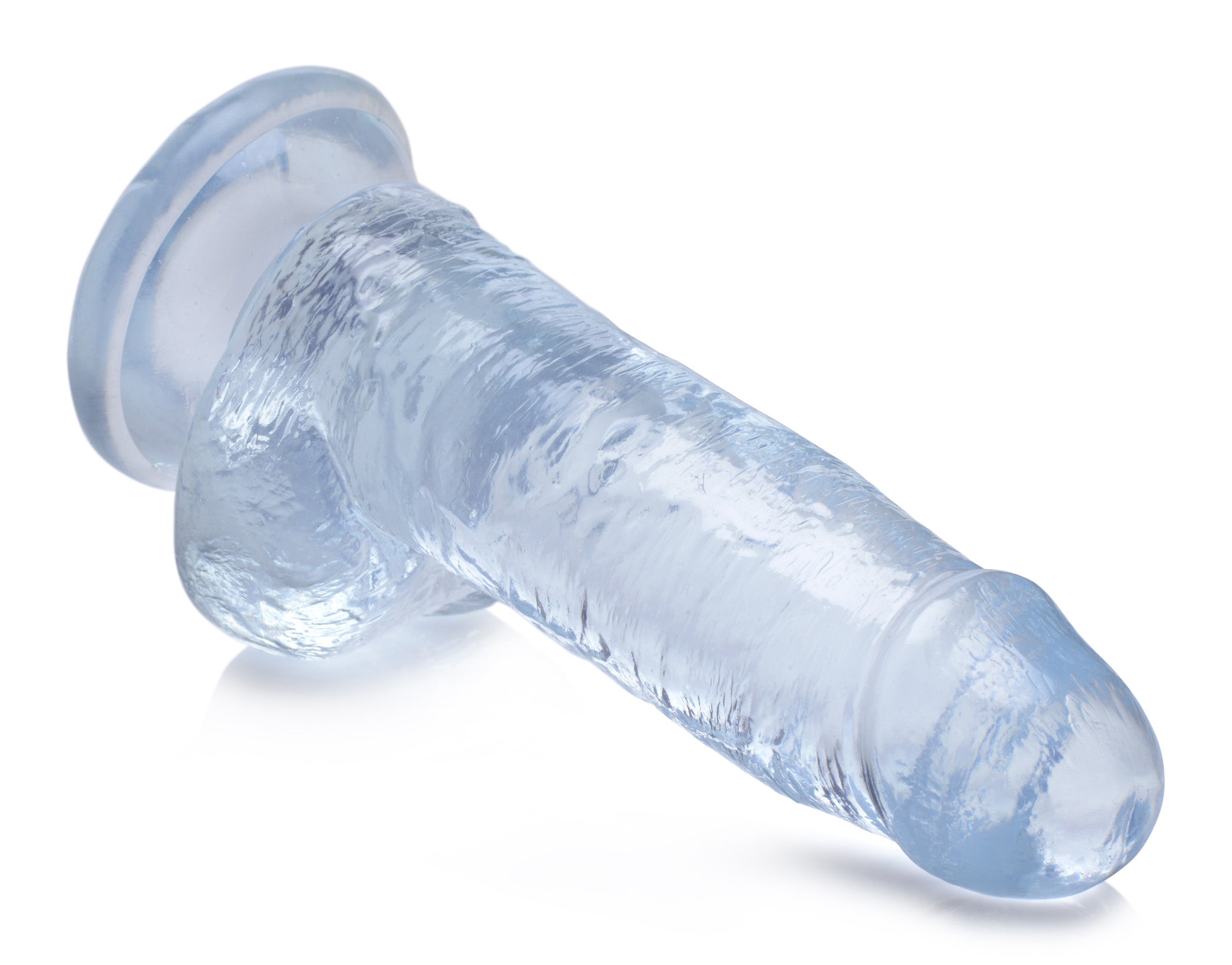 Jock Jock C-Thru Dildo with Balls - 8 Inch Clear