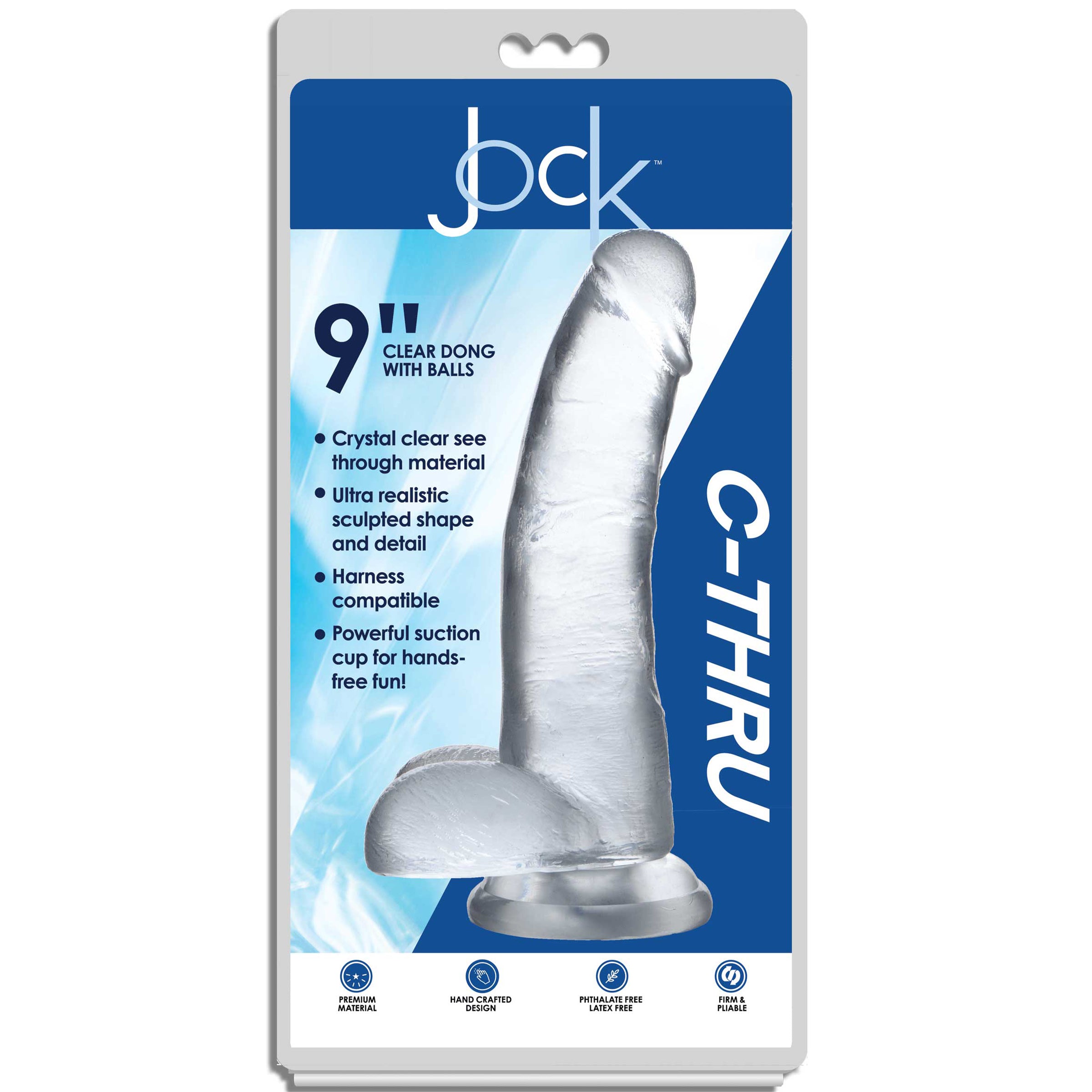 Jock Jock C-Thru Dildo - 9 Inch Clear