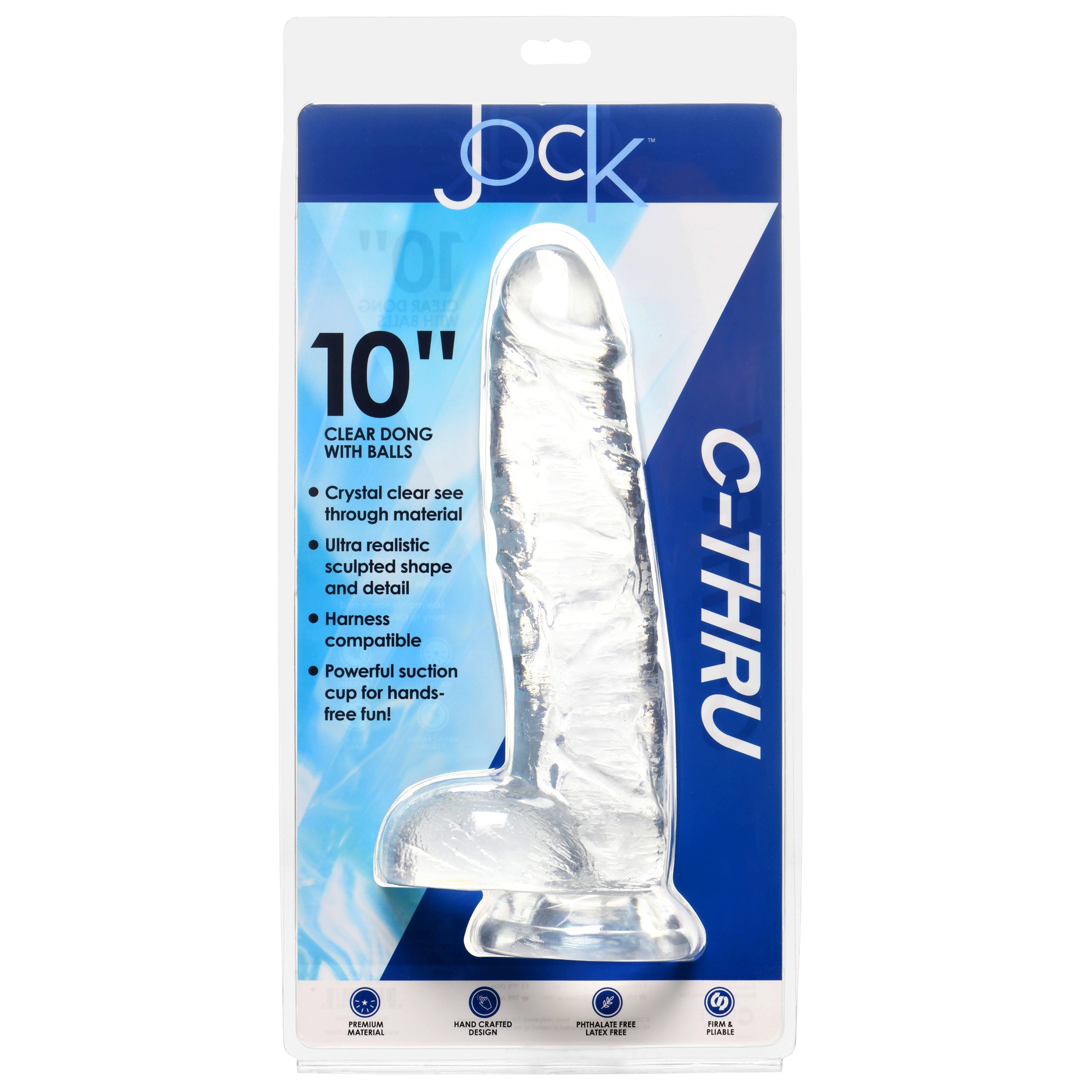 Jock Jock C-Thru Dildo - 10 Inch Clear