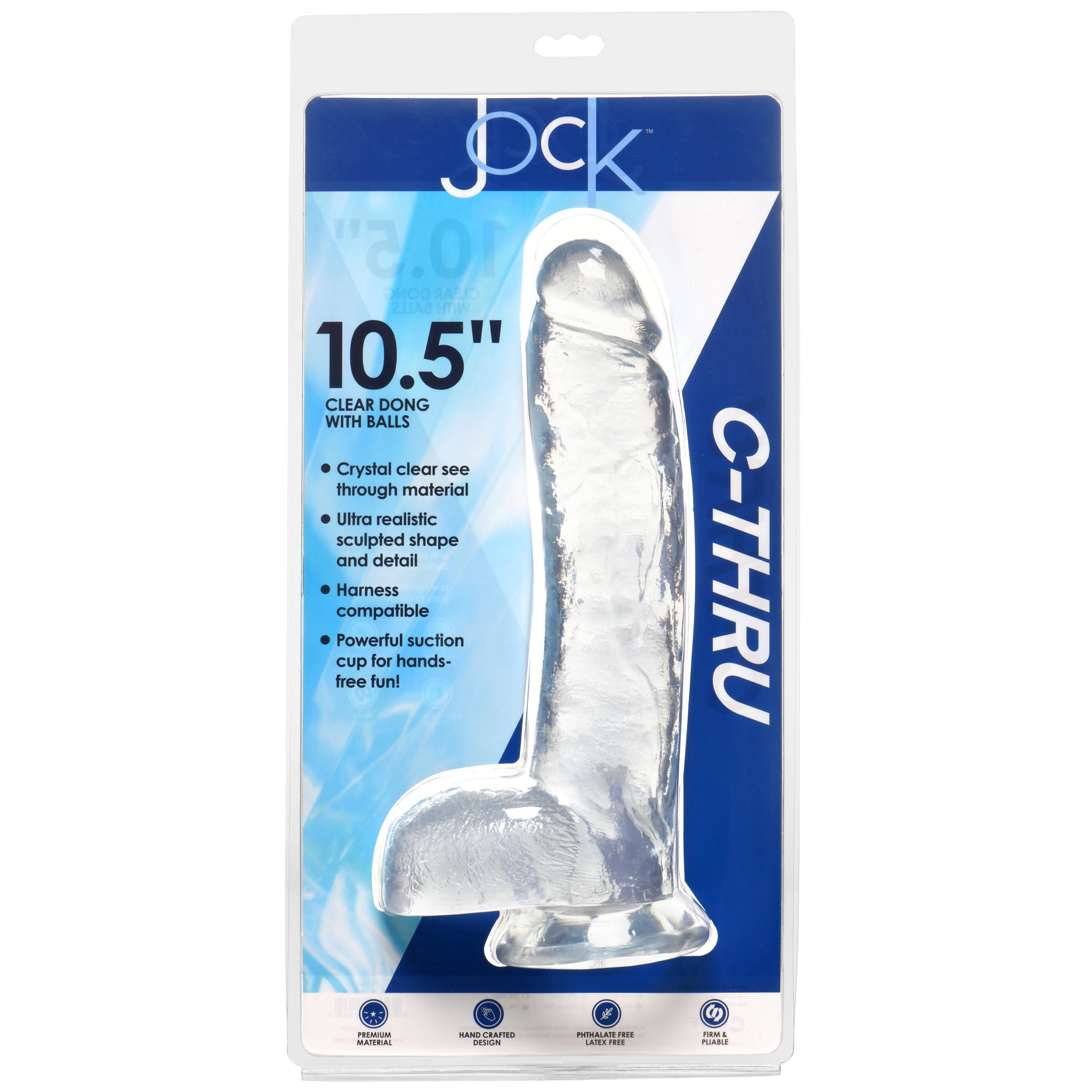 Jock Jock C-Thru Dildo - 10.5 Inch Clear