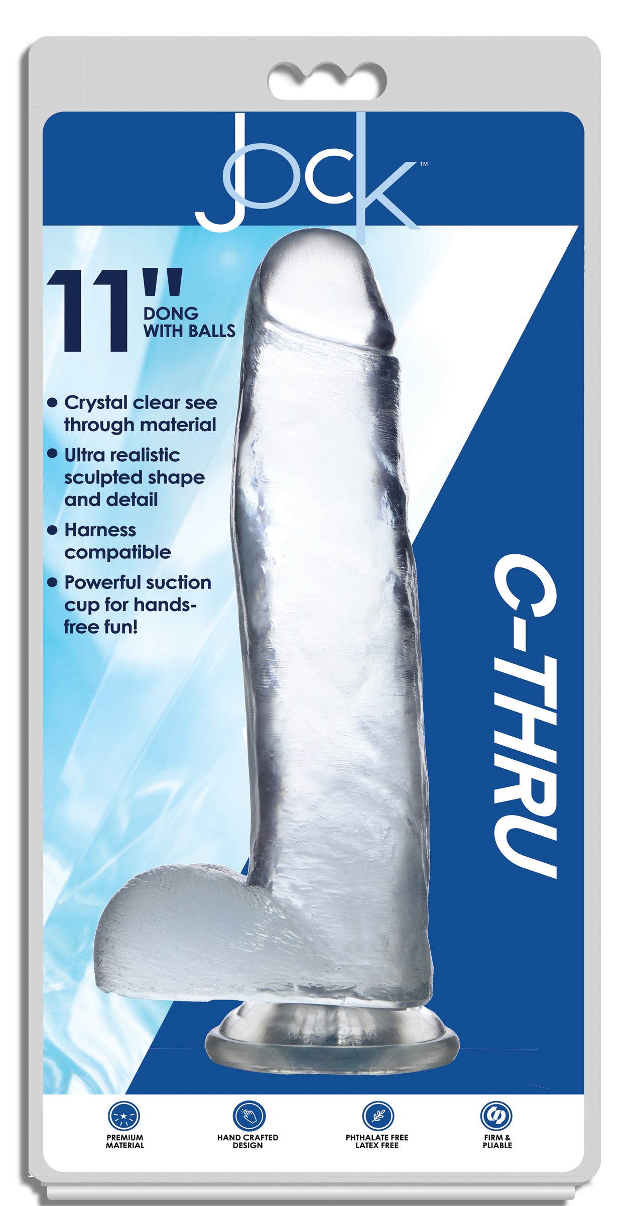 Jock Jock C-Thru Dildo - 11 Inch Clear