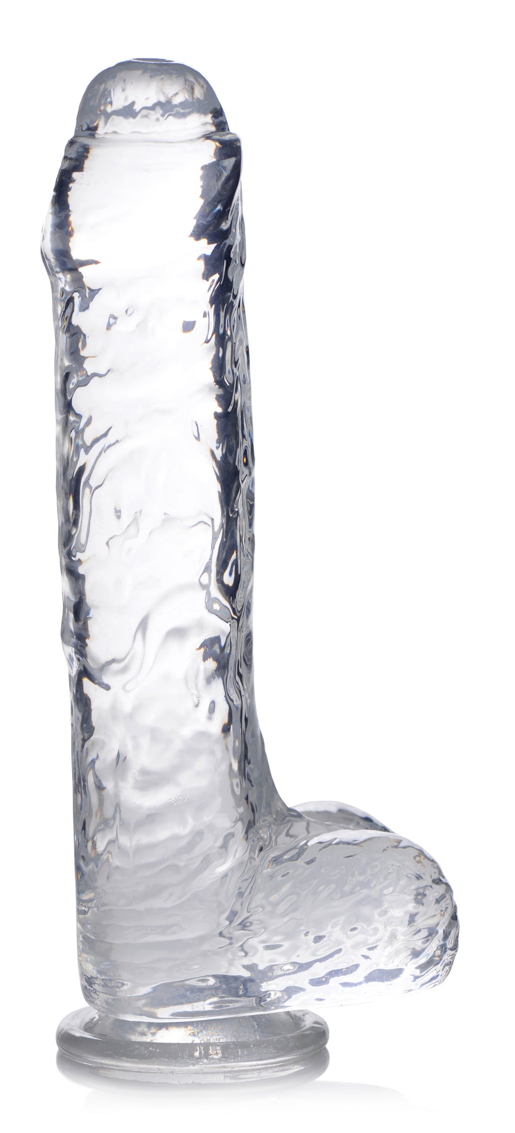 Jock Jock C-Thru Dildo with Balls - 9 Inch Clear